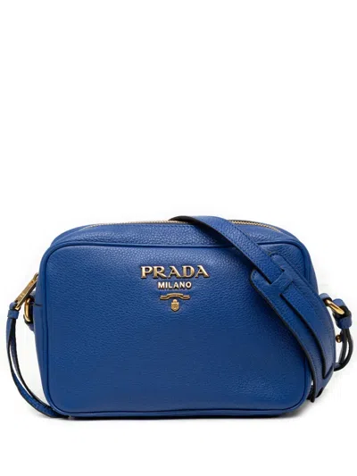 Pre-owned Prada 2013-2025 Vitello Daino Camera Bag Crossbody Bag In Blue