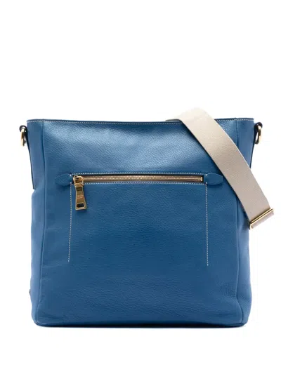 Pre-owned Prada 2013-2025 Vitello Daino Crossbody Bag In Blue