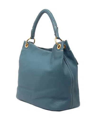 Pre-owned Prada 2013-2025 Vitello Daino Hobo Bag In Blue