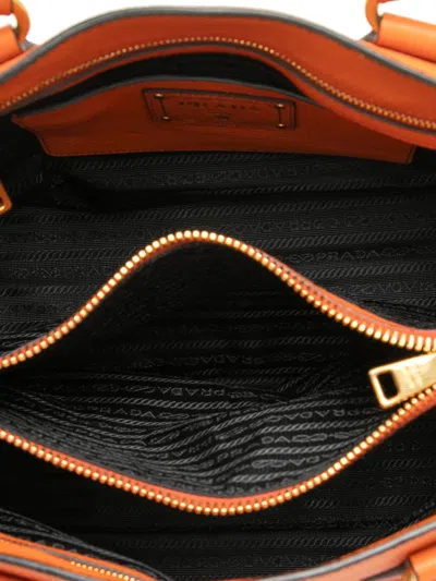 Pre-owned Prada 2013-2025 Vitello Daino Open Convertible Tote Satchel In Orange