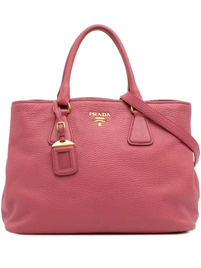 Pre-owned Prada 2013-2025 Vitello Daino Open Convertible Tote Satchel In Pink