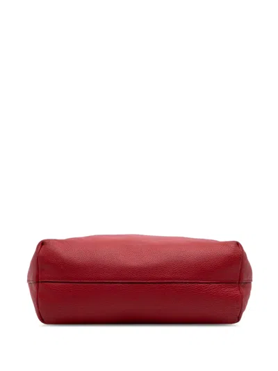 Pre-owned Prada 2013-2025 Vitello Daino Open Convertible Tote Satchel In Red