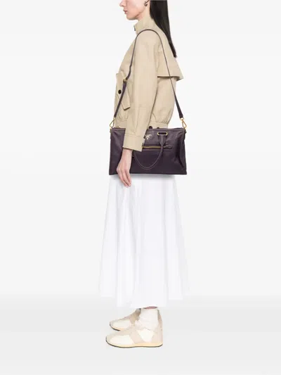 Pre-owned Prada 2013-2025 Vitello Daino Zip Top Satchel In Purple