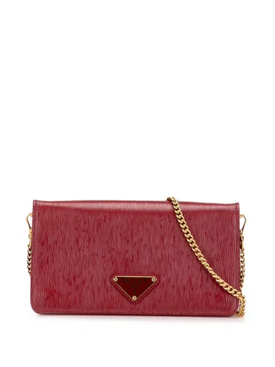 Pre-owned Prada 2013-2025 Vitello Move Wallet On Chain Crossbody Bag In Red