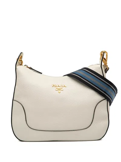 Pre-owned Prada 2013-2025 Vitello Phenix Crossbody Bag In White