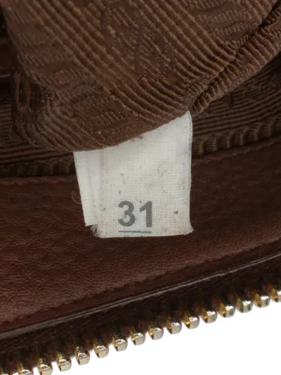 Pre-owned Prada 2013-2025 Vitello Phenix Zip Top Satchel In Brown