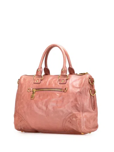 Pre-owned Prada 2013-2025 Vitello Shine Satchel In Pink