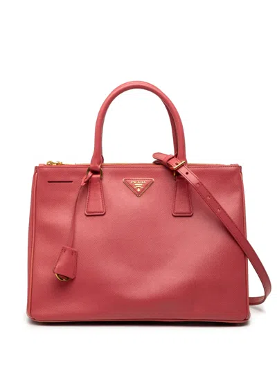 Pre-owned Prada 2013-2026 Medium Saffiano Lux Galleria Double Zip Satchel In Pink
