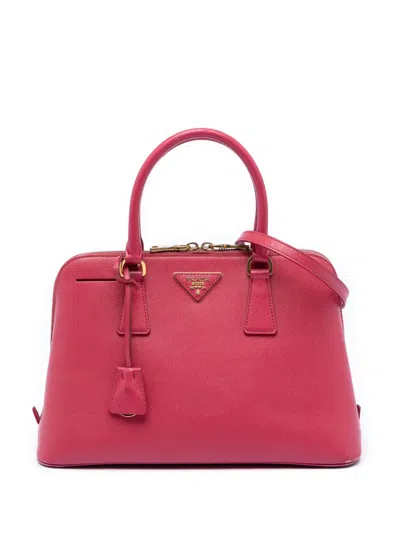 Pre-owned Prada 2013-2026 Medium Saffiano Lux Promenade Satchel In Pink