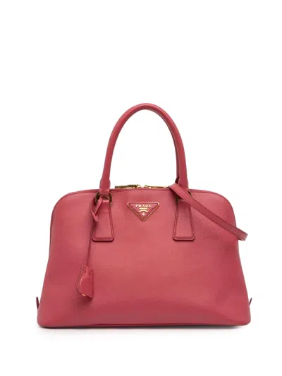 Pre-owned Prada 2013-2026 Medium Saffiano Lux Promenade Satchel In Pink