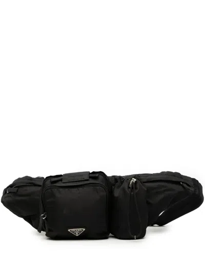 Pre-owned Prada 2013-2026 Tessuto Multi Pocket Belt Bag In Black