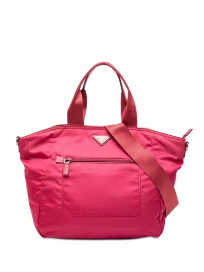 Pre-owned Prada 2013-2026 Tessuto Satchel In Pink