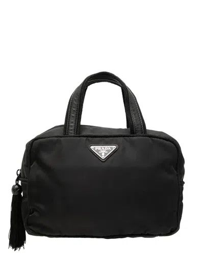 Pre-owned Prada 2013-2026 Tessuto Tassel Handbag In Black