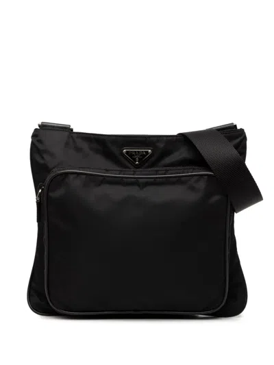 Pre-owned Prada 2013-2026 Tessuto Zip Top Crossbody Bag In Black