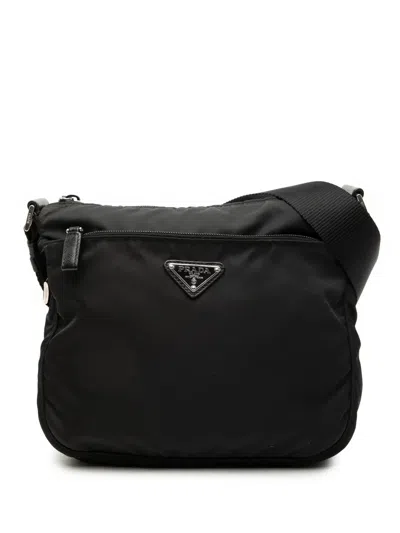 Pre-owned Prada 2013-2026 Tessuto Zip Top Crossbody Bag In Black