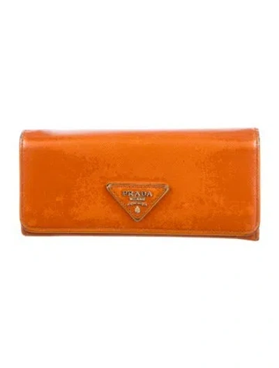 Pre-owned Prada 2013 Continental Wallet In Orange
