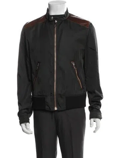 Pre-owned Prada 2013 Enameled Metal Triangle Jacket In Gray