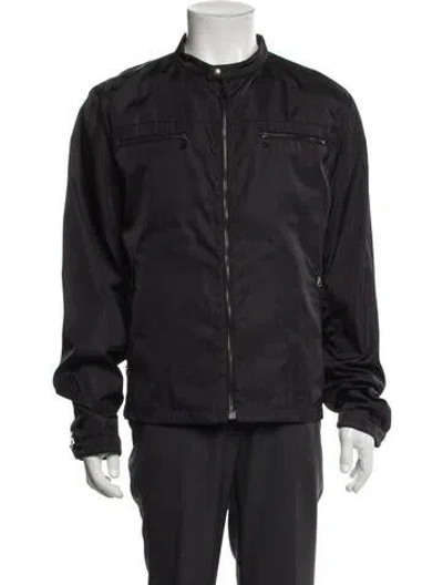 Pre-owned Prada 2013 Enameled Metal Triangle Windbreaker In Black