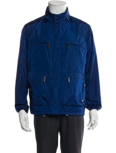 Pre-owned Prada 2013 Enameled Metal Triangle Windbreaker In Blue