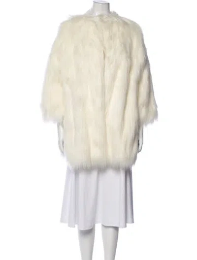 Pre-owned Prada 2013 Faux Fur Faux Fur Coat In White
