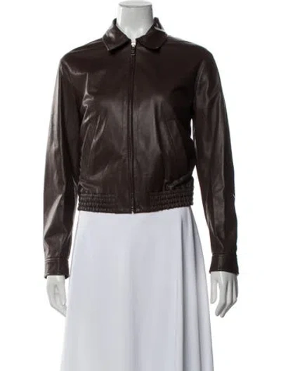 Pre-owned Prada 2013 Lambskin Bomber Jacket In Brown