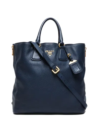 Pre-owned Prada 2013 Leather Tote Bag In Blue