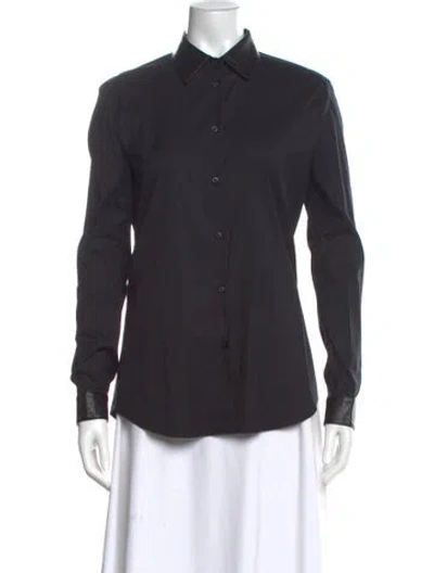 Pre-owned Prada 2013 Long Sleeve Blouse In Black