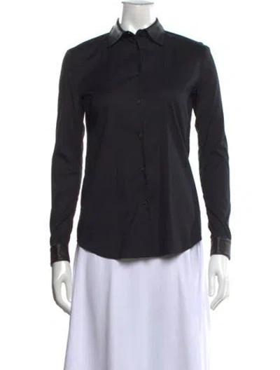 Pre-owned Prada 2013 Long Sleeve Button-up Top In Blue