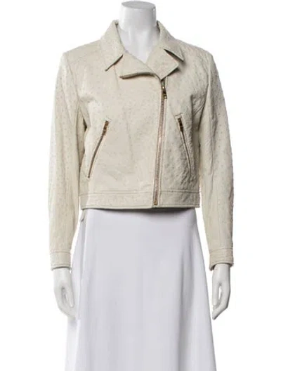 Pre-owned Prada 2013 Ostrich Biker Jacket In Neutrals