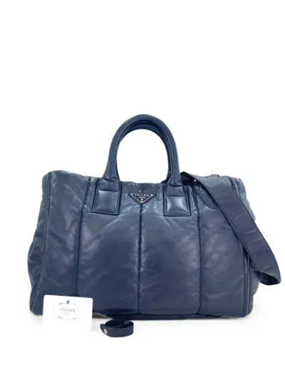Pre-owned Prada 2013 Padded Leather Tote Bag In Blue