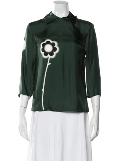 Pre-owned Prada 2013 Silk Blouse In Green