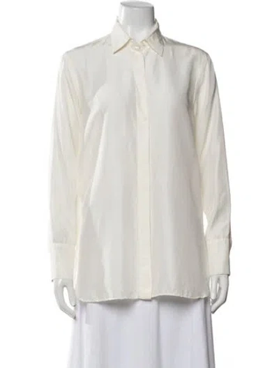 Pre-owned Prada 2013 Silk Button-up Top In Neutrals