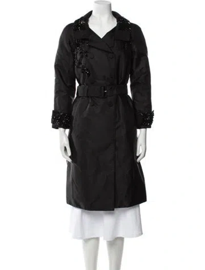 Pre-owned Prada 2013 Silk Trench Coat In Black