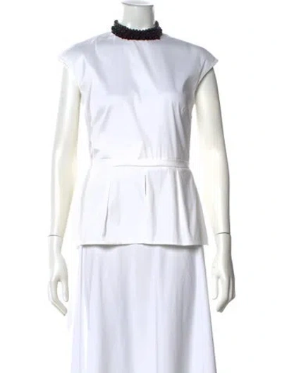 Pre-owned Prada 2013 Sleeveless Blouse In White
