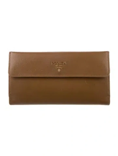 Pre-owned Prada 2013 Trifold Wallet In Brown
