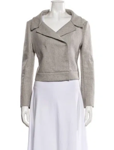 Pre-owned Prada 2013 Virgin Wool Biker Jacket In Gray