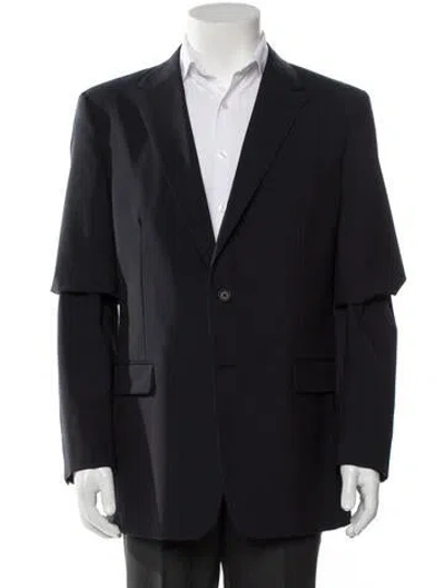 Pre-owned Prada 2013 Virgin Wool Blazer In Blue