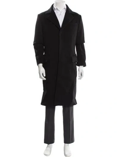 Pre-owned Prada 2013 Virgin Wool Overcoat In Black