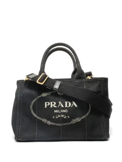 Pre-owned Prada 2013-2015 Canapa Tote Bag In Black