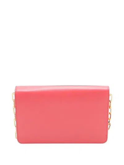 Pre-owned Prada 2013-2015 Saffiano Lux Wallet On Chain Crossbody Bag In Pink