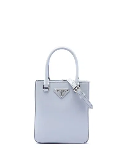 Pre-owned Prada 2013-2016 Small Spazzolato Leather Satchel In Blue