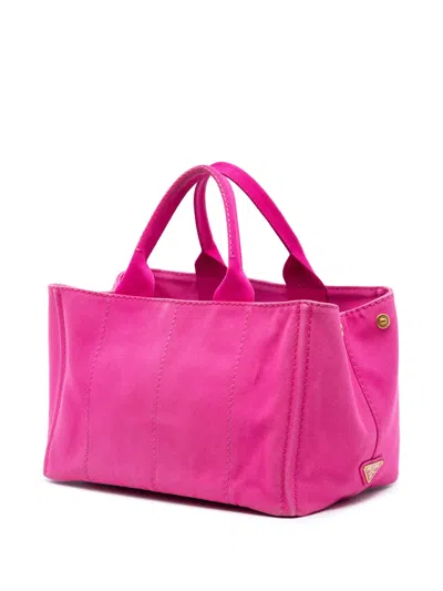 Pre-owned Prada 2013-2025 Canvas Canapa Logo Satchel In Pink