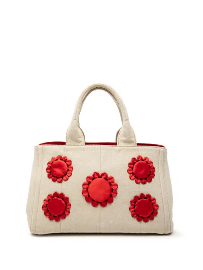 Pre-owned Prada 2013-2025 Canvas Canapa Mistolino Tote Bag In Brown
