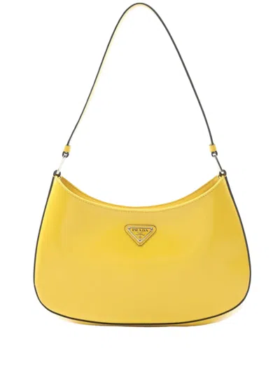 Pre-owned Prada 2013-2025 Leather Cleo Shoulder Bag In Yellow