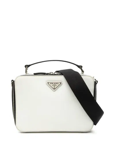 Pre-owned Prada 2013-2025 Medium Saffiano Brique Satchel In White