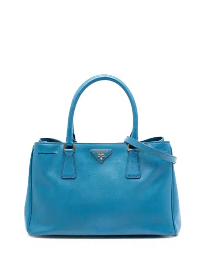 Pre-owned Prada 2013-2025 Medium Saffiano Lux Galleria Satchel In Blue