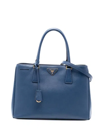 Pre-owned Prada 2013-2025 Medium Saffiano Lux Galleria Satchel In Blue