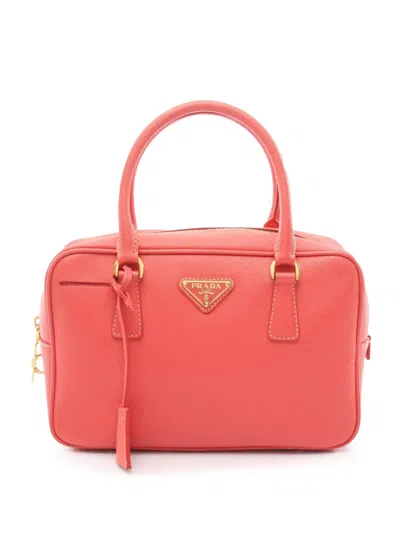 Pre-owned Prada 2013-2025 Saffiano Logo Handbag In Pink