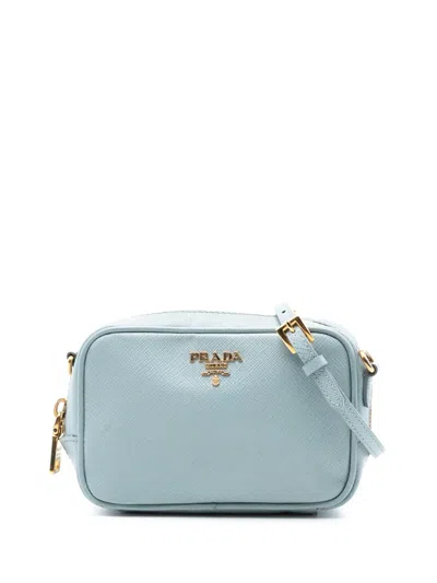Pre-owned Prada 2013-2025 Saffiano Lux Camera Bag Crossbody Bag In Blue