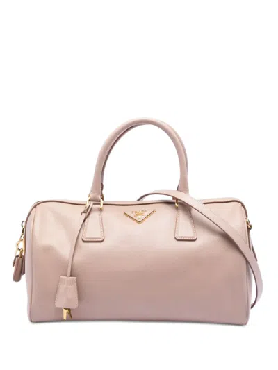 Pre-owned Prada 2013-2025 Saffiano Lux Convertible Bowler Bag Satchel In Pink